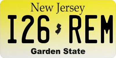 NJ license plate I26REM