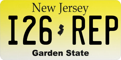 NJ license plate I26REP