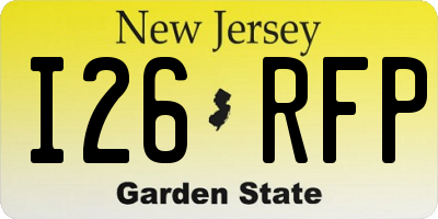 NJ license plate I26RFP