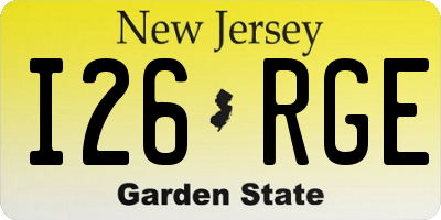 NJ license plate I26RGE