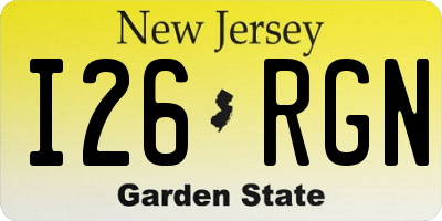 NJ license plate I26RGN