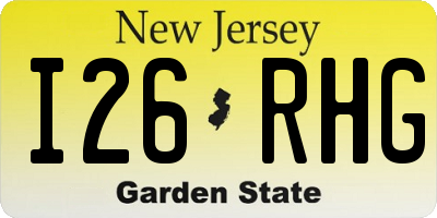 NJ license plate I26RHG