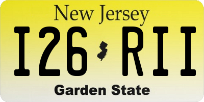 NJ license plate I26RII