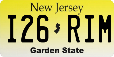 NJ license plate I26RIM