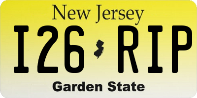 NJ license plate I26RIP