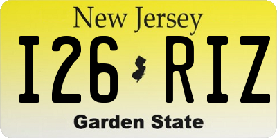 NJ license plate I26RIZ