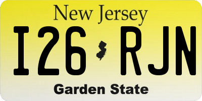 NJ license plate I26RJN
