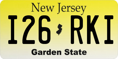 NJ license plate I26RKI