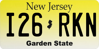 NJ license plate I26RKN