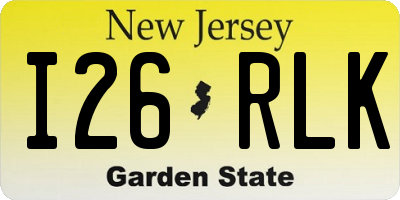 NJ license plate I26RLK