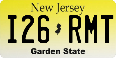 NJ license plate I26RMT