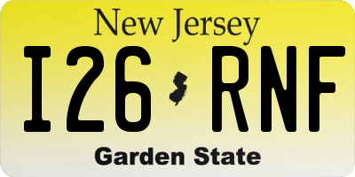 NJ license plate I26RNF