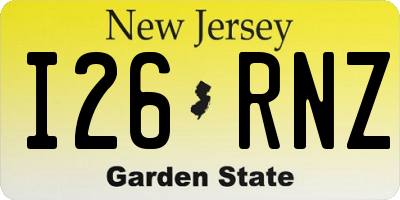 NJ license plate I26RNZ