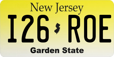 NJ license plate I26ROE