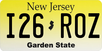 NJ license plate I26ROZ