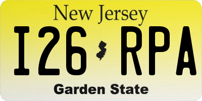 NJ license plate I26RPA