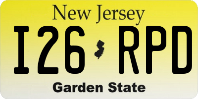 NJ license plate I26RPD
