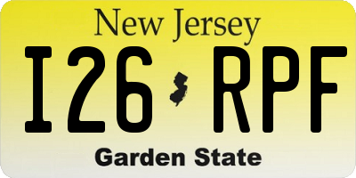 NJ license plate I26RPF