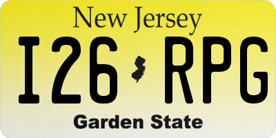 NJ license plate I26RPG