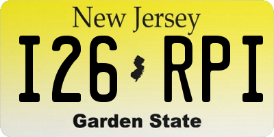 NJ license plate I26RPI