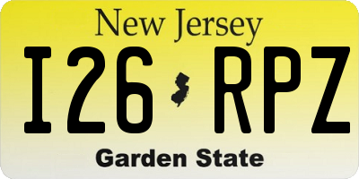 NJ license plate I26RPZ