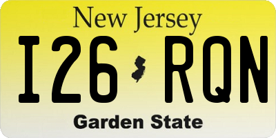 NJ license plate I26RQN