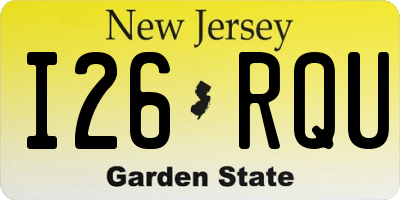 NJ license plate I26RQU