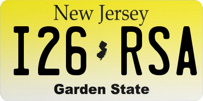 NJ license plate I26RSA