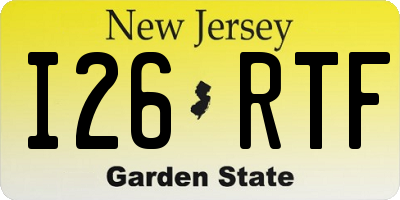 NJ license plate I26RTF