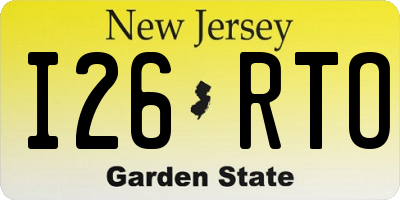 NJ license plate I26RTO