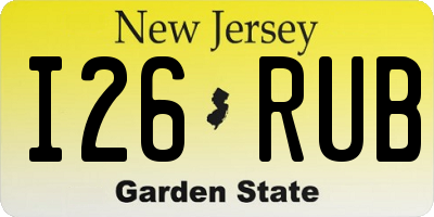 NJ license plate I26RUB