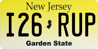 NJ license plate I26RUP