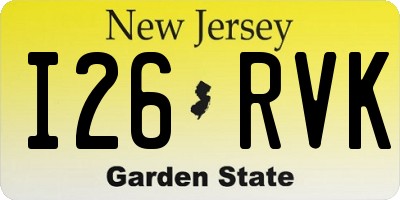 NJ license plate I26RVK