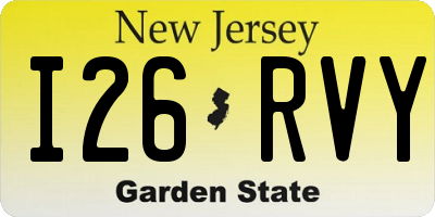 NJ license plate I26RVY