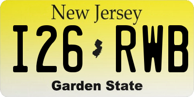 NJ license plate I26RWB