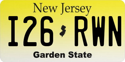 NJ license plate I26RWN
