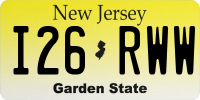 NJ license plate I26RWW