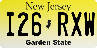 NJ license plate I26RXW