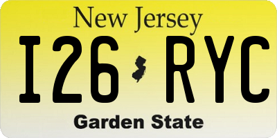 NJ license plate I26RYC