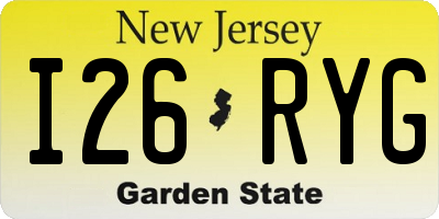 NJ license plate I26RYG