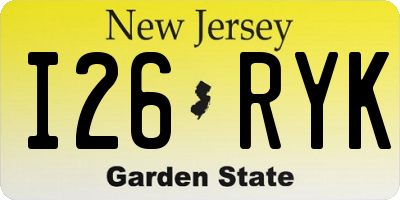 NJ license plate I26RYK