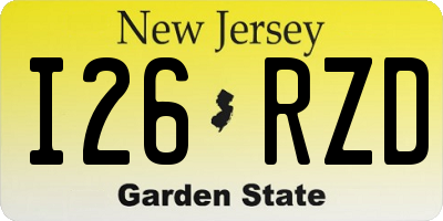 NJ license plate I26RZD
