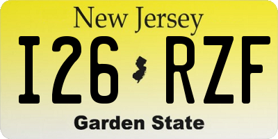 NJ license plate I26RZF