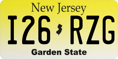 NJ license plate I26RZG