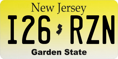 NJ license plate I26RZN