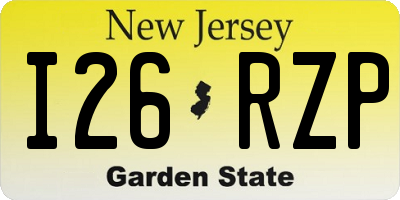 NJ license plate I26RZP