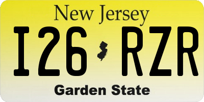 NJ license plate I26RZR
