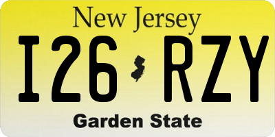 NJ license plate I26RZY