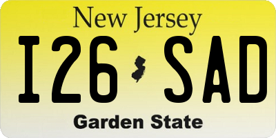 NJ license plate I26SAD