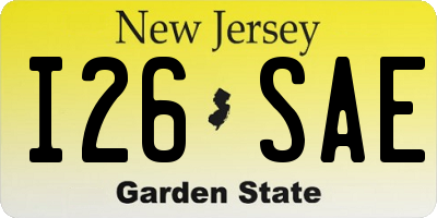 NJ license plate I26SAE